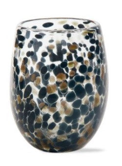 Confetti Stemless Wine Glass - Blue Denim